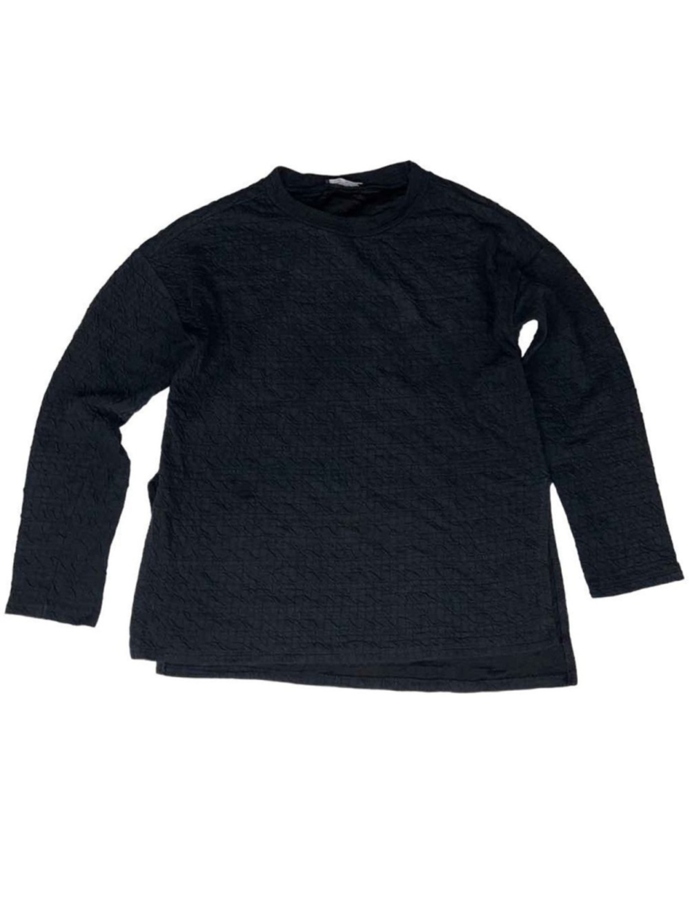Zara Trafaluc Black Quilted Asymmetric Hem Sweatshirt Size S